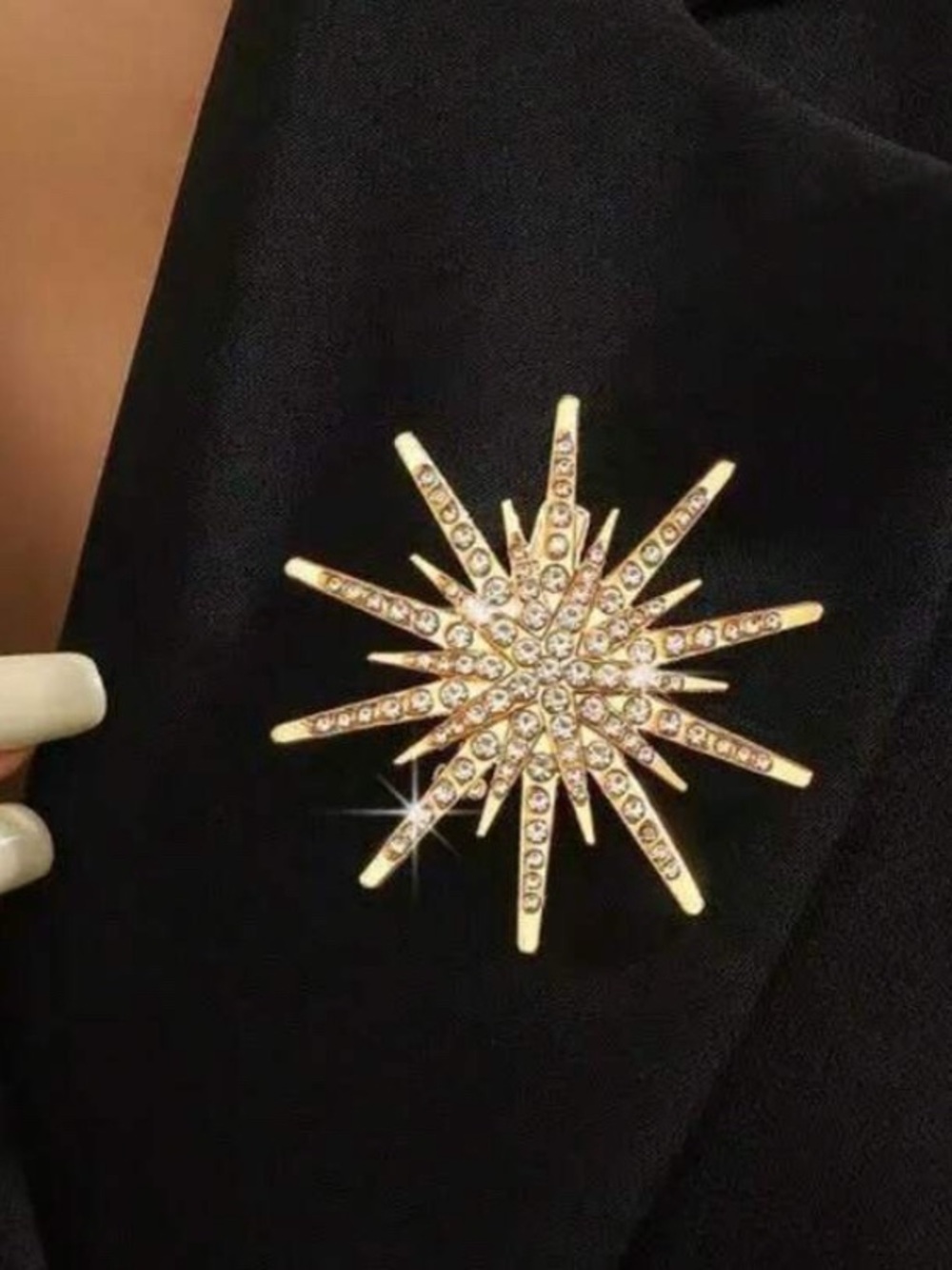 Gold Crystal Starburst Brooch - Women's Jewelry